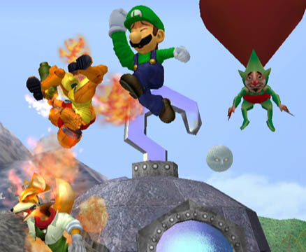 Luigi Burning Samus and Fox!