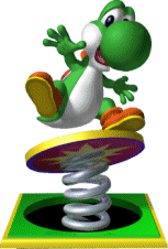 Yoshi stepping on a warp space!